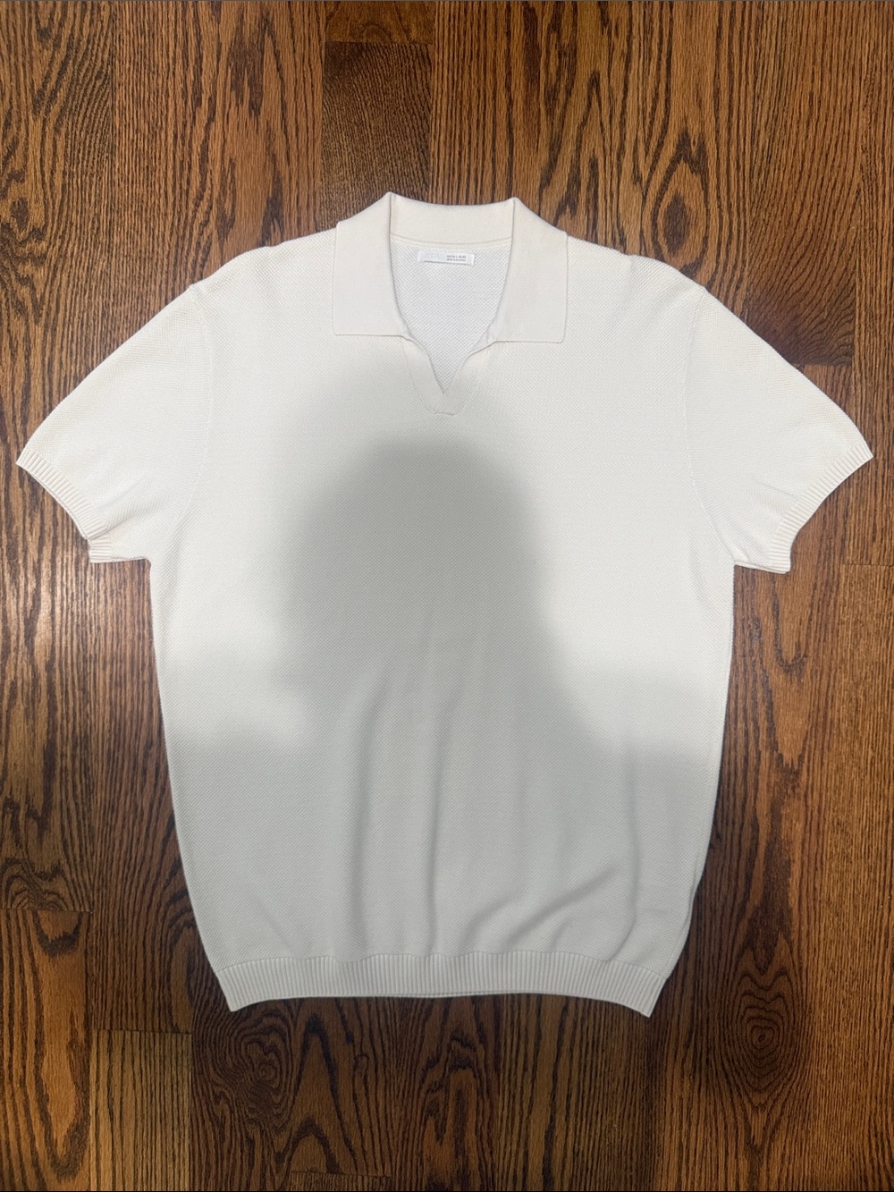 Zara Men's Cream Short-Sleeve Polo Knit